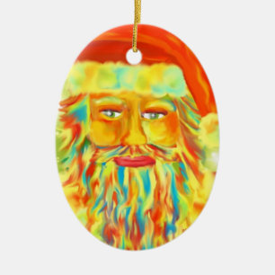 "Colourful Claus" Santa Art Personalised Ceramic Ornament