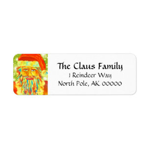 "Colourful Claus" Santa Return Address Label