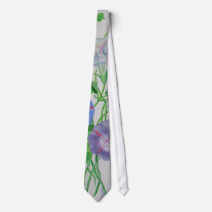 Colourful Climbing Morning Glory Botanical Art Tie