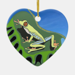 Colourful climbing Tree Frog Ceramic Ornament