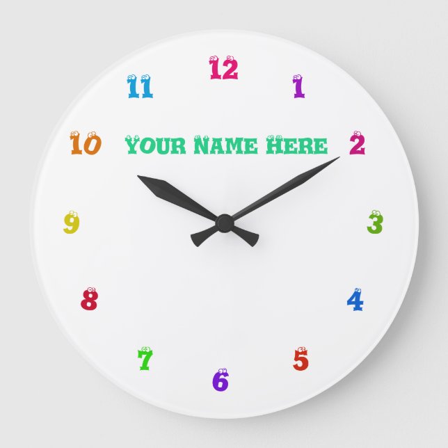 Colourful Clock Custom Text Your Fonts and Colours (Front)