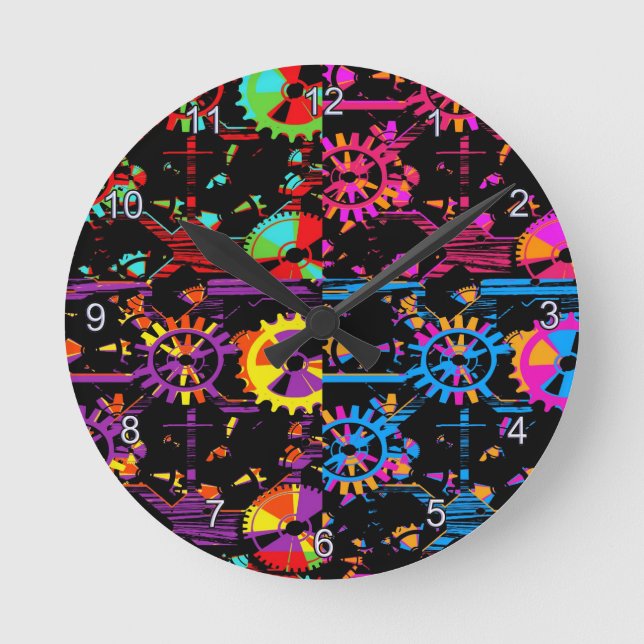 Colourful Clock Gears and Cogs Fun (Front)