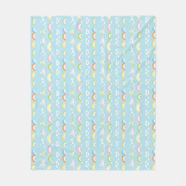 Colourful Cloud and Rainbow Seamless Fleece Blanket (Front)