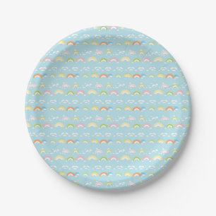 Colourful Cloud and Rainbow Seamless Paper Plate