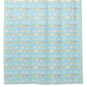 Colourful Cloud and Rainbow Seamless Shower Curtain