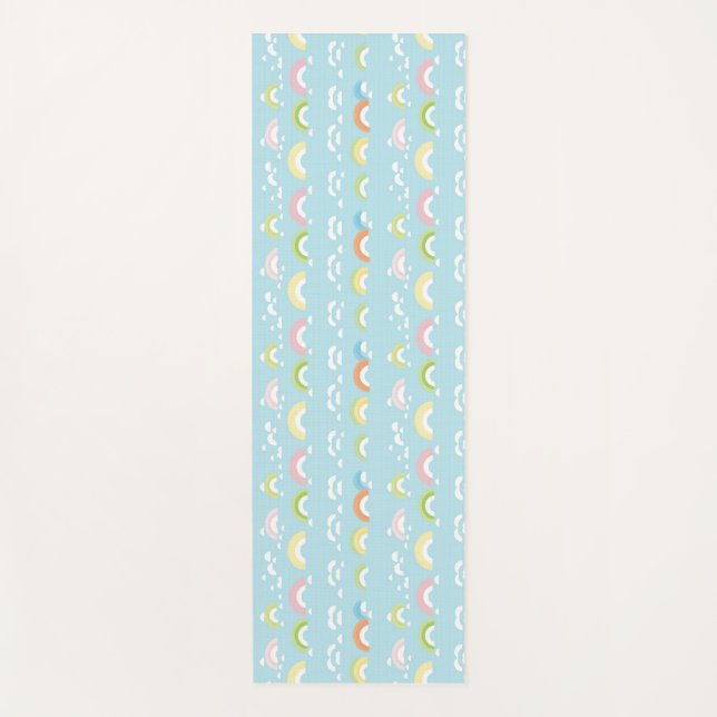 Colourful Cloud and Rainbow Seamless Yoga Mat (Front)