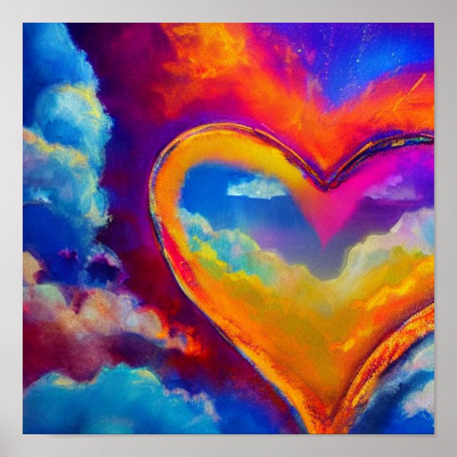 Colourful Cloud Heart Poster (Front)
