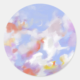 Colourful Cloud Oil Landscape Painting Classic Round Sticker
