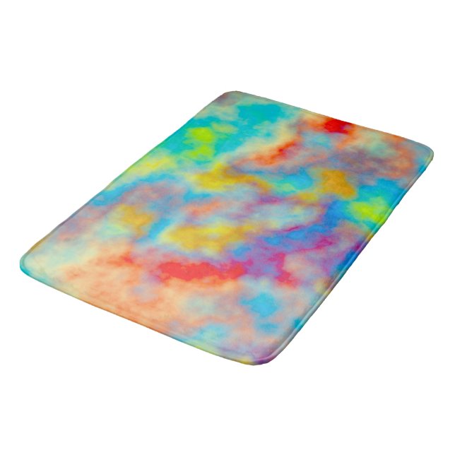 Colourful clouds bath mat (Angled)