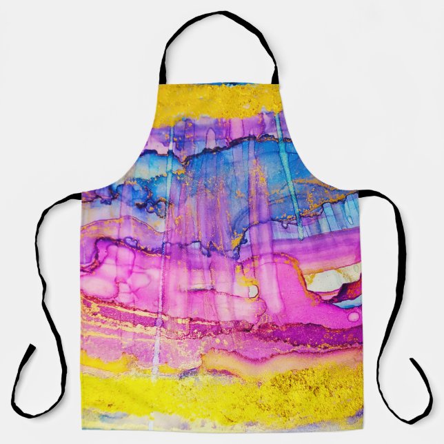 Colourful clouds macro, ink splatter. apron (Front)
