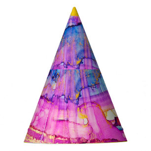 Colourful clouds macro, ink splatter. party hat