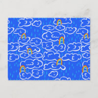 Colourful Clouds Rain Rainbow Blue Pattern