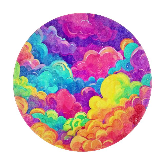 Colourful Cloudscape Art Cutting Board (Front)