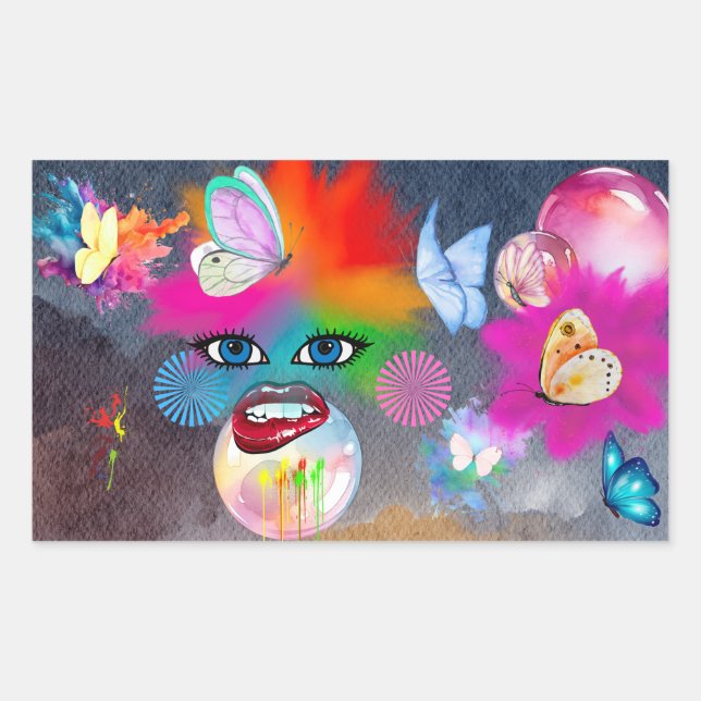 colourful Clown Character Rectangular Sticker (Front)