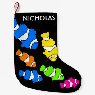 Colourful Clown Fish Black Christmas Stocking
