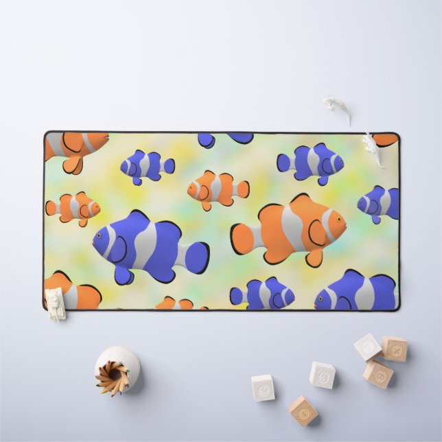 colourful clown fish ocean 3d aquatic design desk mat (Kids Table)