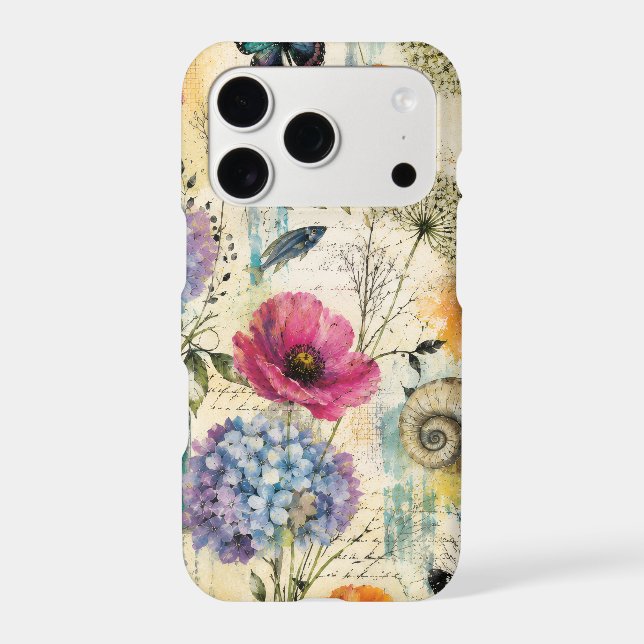 Colourful Coastal Botanical watercolor Pattern (Back)