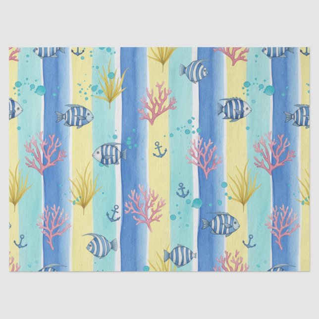 Colourful Coastal Sea Life Pattern (10) Tissue Paper (Front)