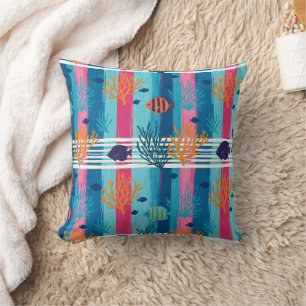 Colourful Coastal Sea Life Pattern (11) Cushion