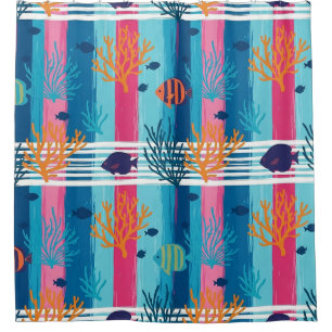 Colourful Coastal Sea Life Pattern (11) Shower Curtain