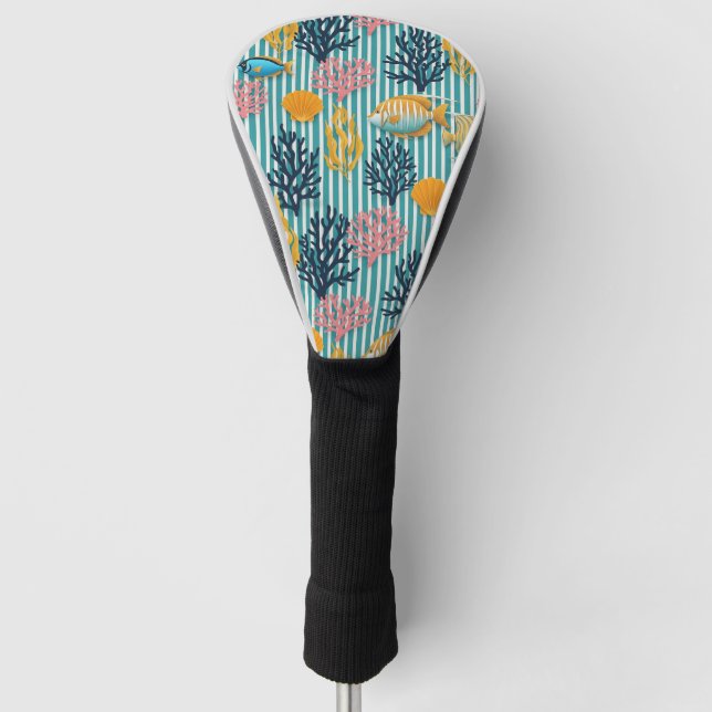 Colourful Coastal Sea Life Pattern (12) Golf Head Cover (Front)