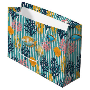 Colourful Coastal Sea Life Pattern (12) Large Gift Bag