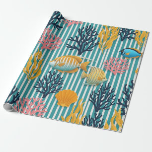 Colourful Coastal Sea Life Pattern (12) Wrapping Paper