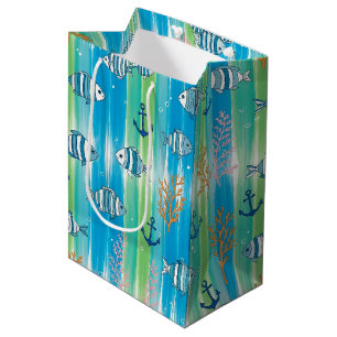 Colourful Coastal Sea Life Pattern (13) Medium Gift Bag