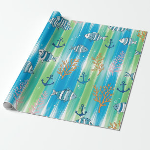Colourful Coastal Sea Life Pattern (13) Wrapping Paper