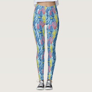 Colourful Coastal Sea Life Pattern (1) Leggings