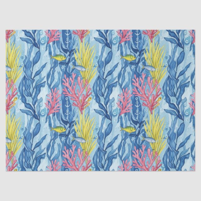 Colourful Coastal Sea Life Pattern (1) Tissue Paper (Front)