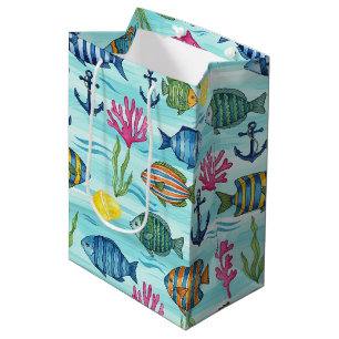 Colourful Coastal Sea Life Pattern (3) Medium Gift Bag