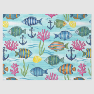 Colourful Coastal Sea Life Pattern (3) Tissue Paper
