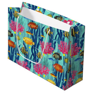 Colourful Coastal Sea Life Pattern (4) Large Gift Bag