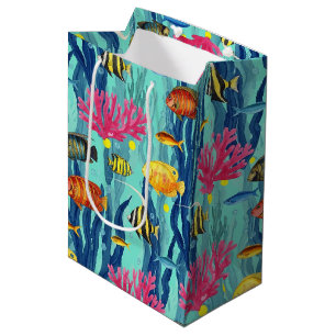Colourful Coastal Sea Life Pattern (4) Medium Gift Bag