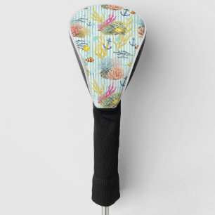 Colourful Coastal Sea Life Pattern (8) Golf Head Cover