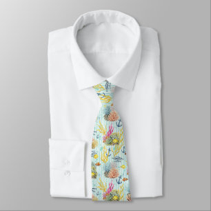 Colourful Coastal Sea Life Pattern (8) Tie