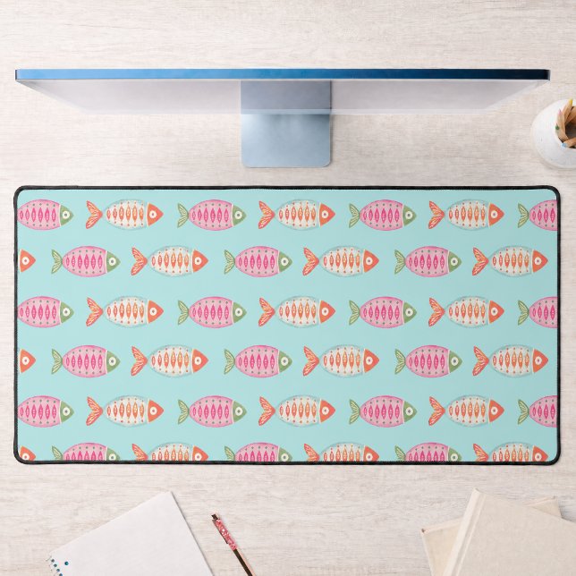 Colourful Coastal Summer Fish Pattern Desk Mat (Creator Uploaded)