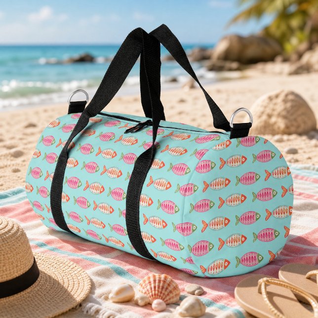 Colourful Coastal Summer Fish Pattern Duffle Bag (Creator Uploaded)