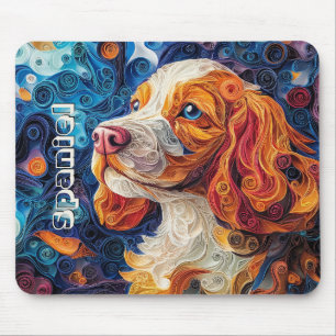Colourful Cocker Spaniel Paper Quilling Portrait Mouse Pad