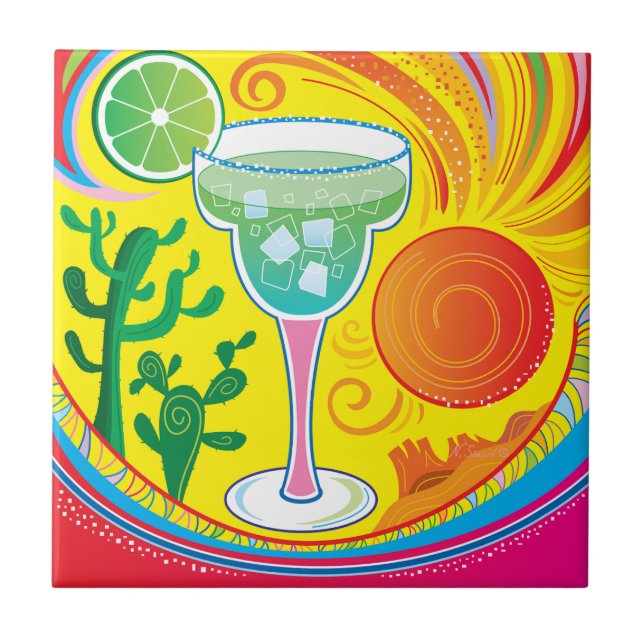 Colourful Cocktail Ceramic Tile (Front)