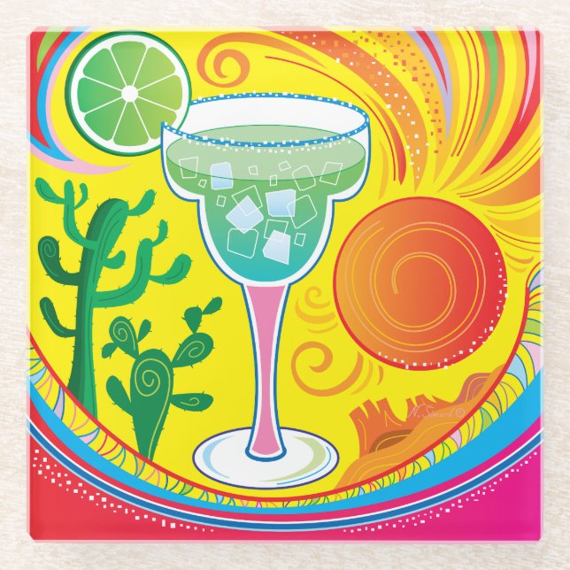 Colourful Cocktail Glass Coaster (Front)