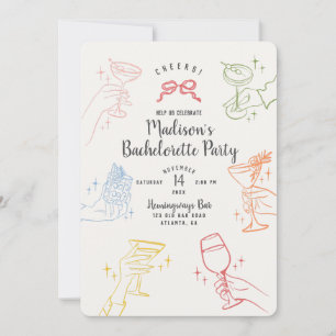 Colourful Cocktail Party Bachelorette Party Invite