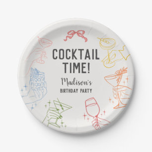 Colourful Cocktail Party Retro Birthday Party Paper Plate