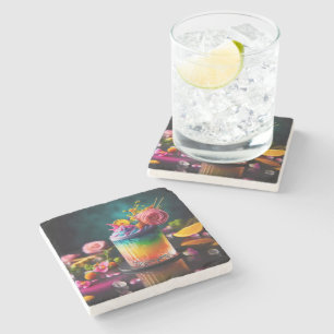 Colourful cocktail stone coaster