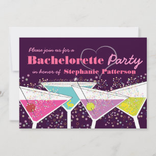 Colourful Cocktails Bachelorette Party Invitation