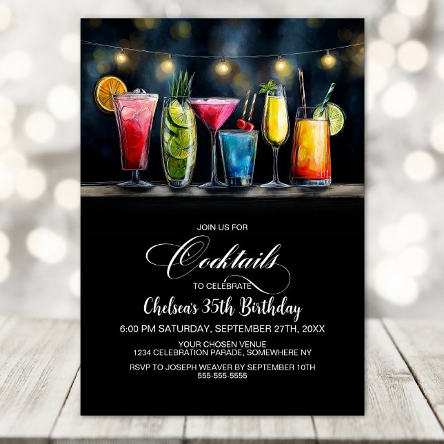 Colourful Cocktails Birthday Party Invitation (Creator Uploaded)