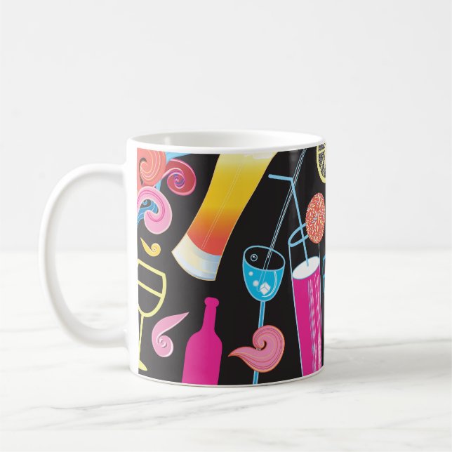 Colourful Cocktails Graphic Seamless Pattern Coffee Mug (Left)