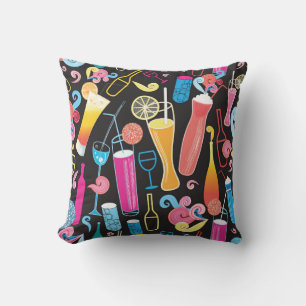 Colourful Cocktails Graphic Seamless Pattern Cushion