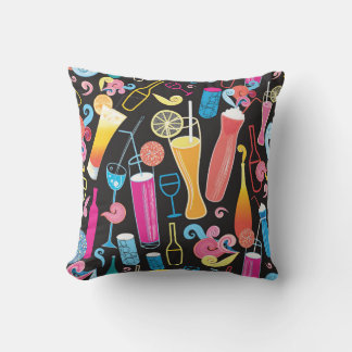 Colourful Cocktails Graphic Seamless Pattern Cushion